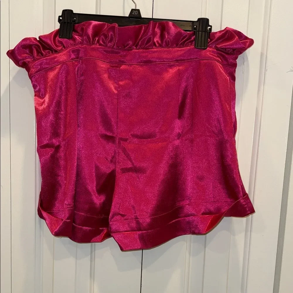 SHEIN Vibrant Pink Satin Blouse